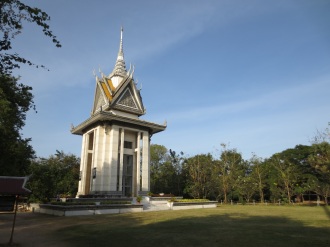 The memorial stupa at the Cheong Ek Killing Fields contains the remains of thousands of the bodies discovered there. Most of the victims came from S-21.