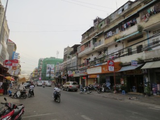 Phnom Penh: a downtown street.